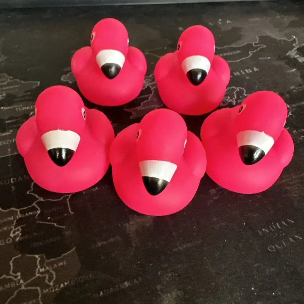 Pink Flamingo Rubber Ducks Bath Toy Party Favor Decoration